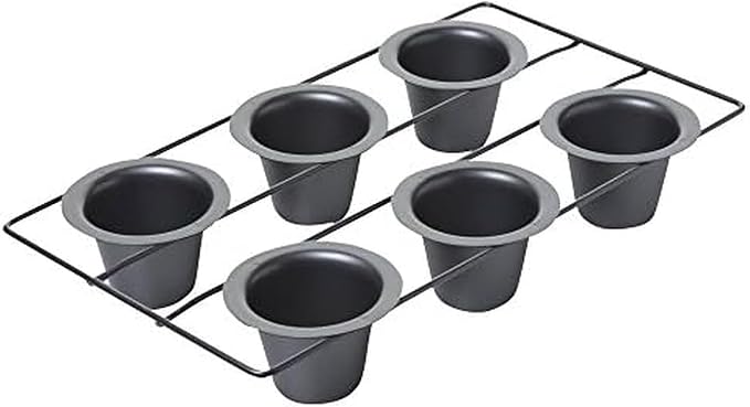 Chicago Metallic 6-Cup Popover Pan,Heavyweight Aluminized Steel with Nonstick Coating,Ideal for Yorkshire Pudding,Muffins,and Popovers,(Pack of 6)