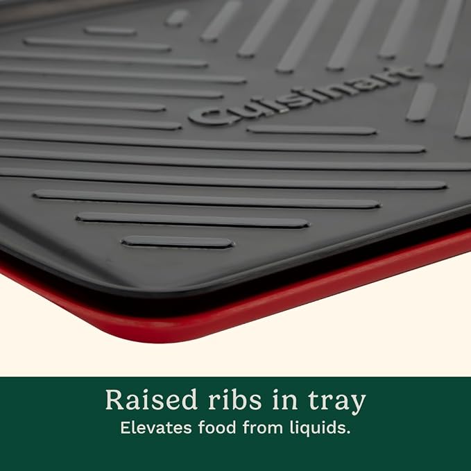 Cuisinart Grilling Prep and Serving Tray, Dishwasher-Safe, 2-Pc Nesting Set | 17-in x 10.5-in food tray set for prepping and serving, shatter-resistant melamine design fits 6 burgers, CPK-200
