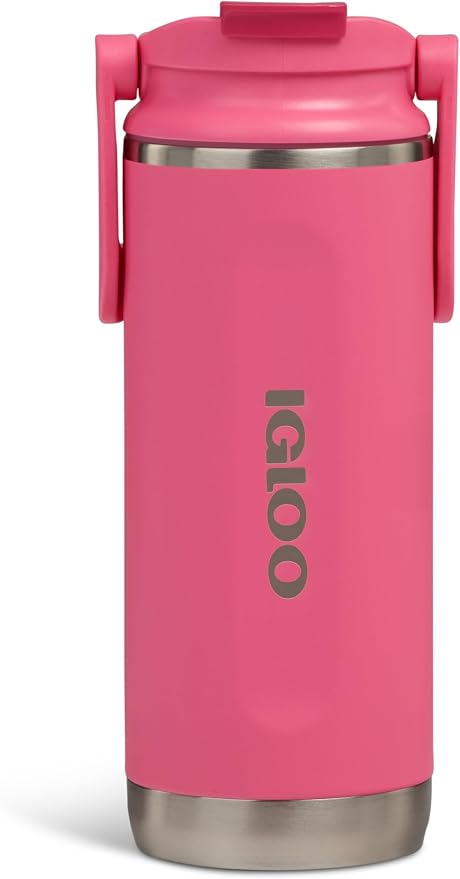 Igloo 16 oz Stainless Steel Tumbler | Flip 'n' Sip Bottle | Thrift Pink