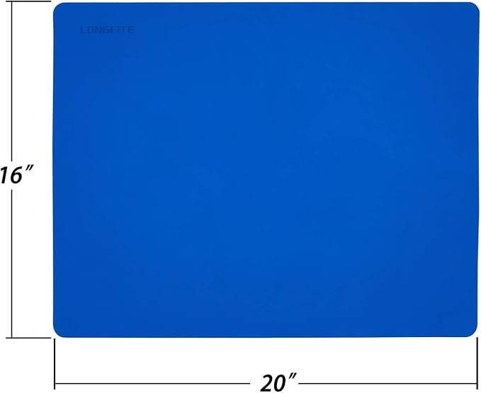 LONGFITE Large Silicone Counter Mat 19.68x15.74 inch Multipurpose Table Placemat Countertop Protector Baking Pastry Mat Nonstick, Nonskid and Heat Resistent (Large, Blue)