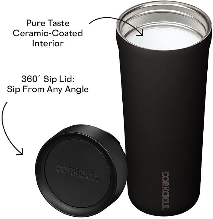 Corkcicle Commuter Cup - Insulated Travel Coffee Mug & Tumbler, Triple Insulated for Hot & Cold Drinks, Spill Proof, Cupholder & Bike Cage Friendly, BPA-Free - 17oz - Cacao