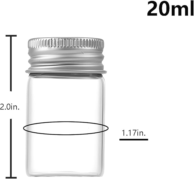 20ml Glass vials 30pcs,With aluminum screw cap30pcs Clear Glass Bottles