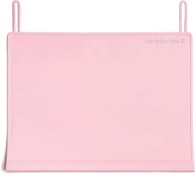 Table Tyke Placemat XL Silicone Baby Placemat with Teething Edge Bumper - Waterproof Toddler Table Mat for Eating, BPA Free, Dishwasher Safe (Pink)