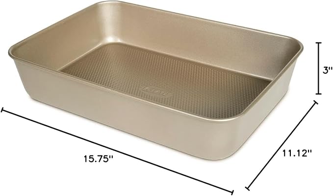 Glad Baking Pan Nonstick - Oblong Metal Dish for Cake and Lasagna - Heavy Duty Carbon Steel Bakeware, Large