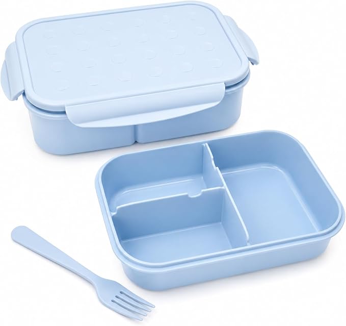 MISS BIG® Kids Bento Lunch Box, 1150ml 3 Compartments, Blue | Blue kids bento lunch box for school, daycare, and snack time