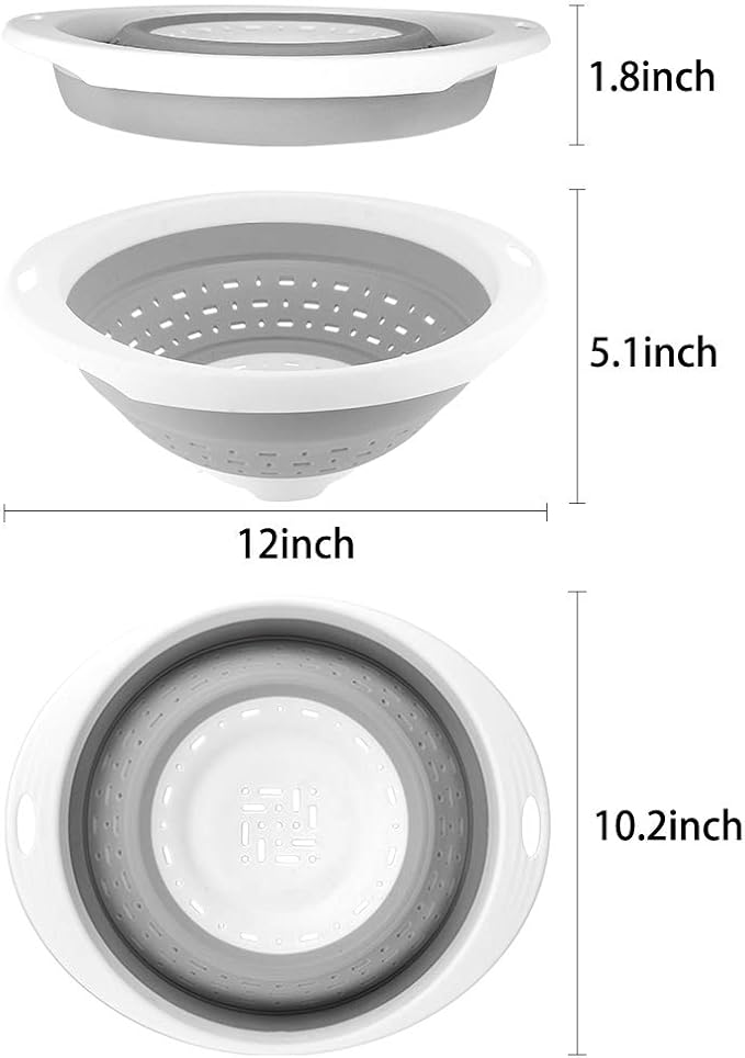 QiMH Collapsible Colander and Strainer, 5 Quart(1.25 gal), Heavy Duty Kitchen Drainer Basket for Pasta, Veggies and Fruits, New Home Apartment Essentials