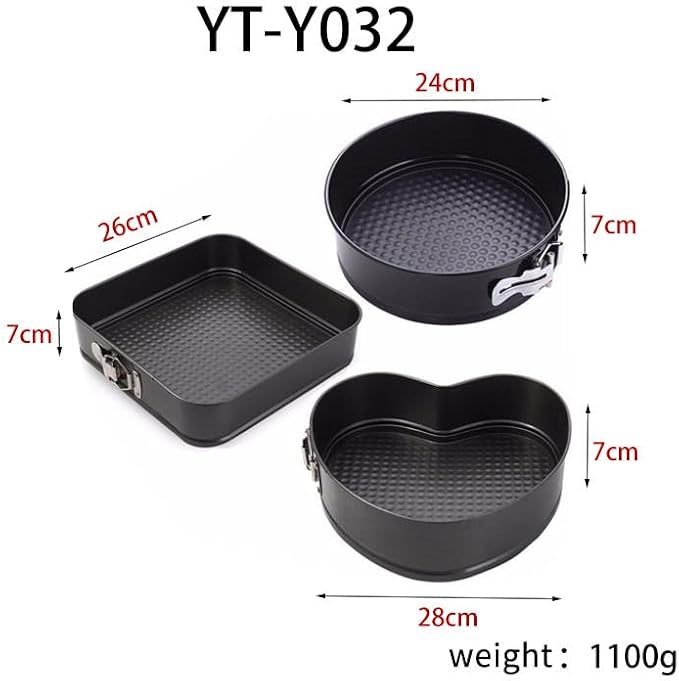Kitchen Tool Cake Baking Supplies Non-stick Removable Bottom Springform Cake Pan TinBaking Heart shaped cake pans Leak proof and high temperature resistant Square roud Heart cake Pans Set of 3
