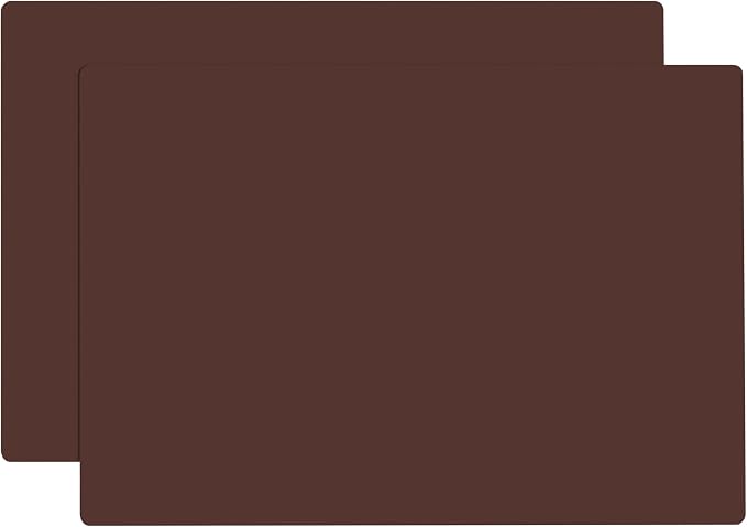 Silicone Table Mat, 2Pcs 15.7"x 11.8"x 0.03" Brown | Silicone Placemats,Silicone Mats for Baking, Kitchen Counter, Jewelry