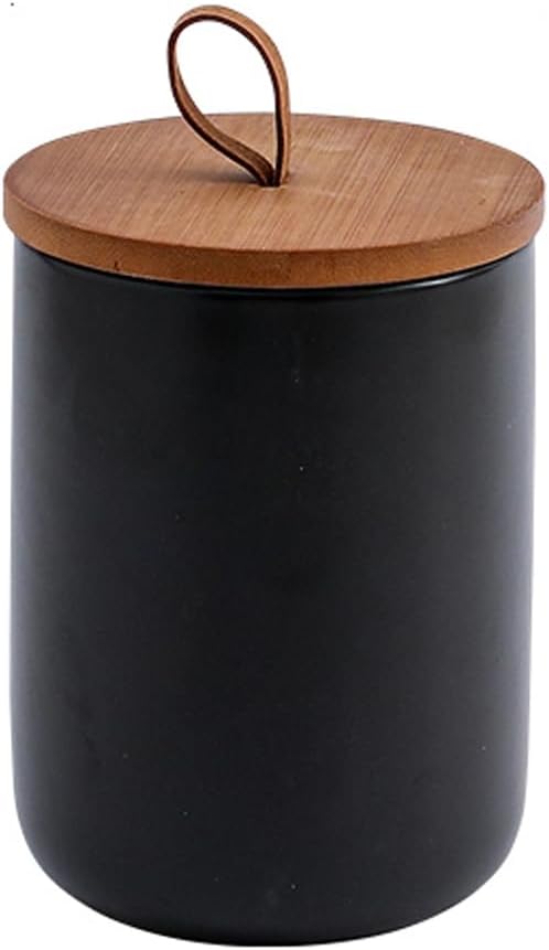 MilkyWay Ceramic Food Storage Jar, Storage Canisters with Airtight Seal Bamboo Lid Modern Design Seal Damp-Proof Kitchen Jar for Coffee, Tea, Spice and More (Black 800ml) | Airtight Seal, Modern Design, Damp-Proof, Ideal For Coffee, Tea, Spice Storage