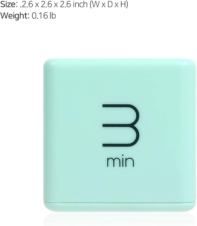 mooas Cube Timer, Flip, Block, Productivity, Time Management (Mint) | 1/3/5/10 Min Countdown Timer, Battery Operated, 2-Level Alarm Vol, Easy to Use, ADHD, Exercise, Study, Cooking