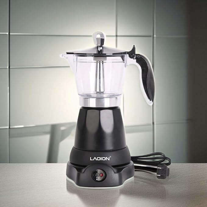 LAOION Cuban Coffee Maker, 6 or 3cup Electric Espresso Coffee Maker | Portable Cafeteras Electricas Modernas, Electric Moka Pot with Detachable Base & Overheat Protection, Coffee Gift