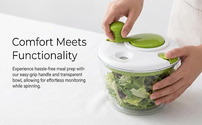 Salad Spinner-Lettuce Spinner, 5QT | Best Fruit Washer, Spinner Bowl, Easy-Spin Handle