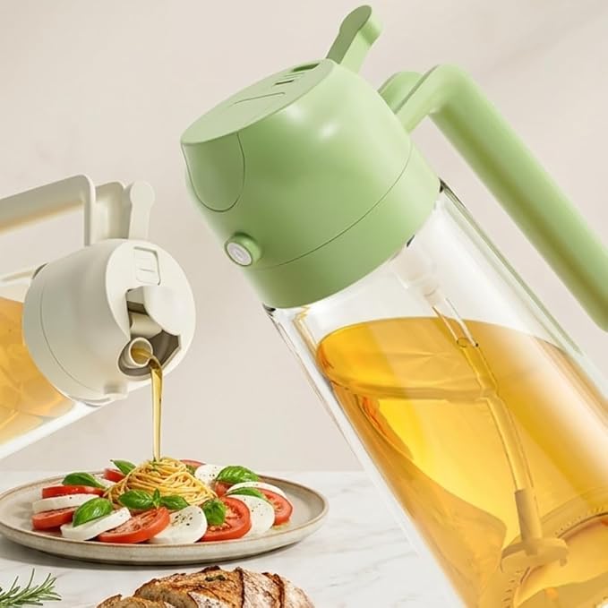 Oil Sprayer for Cooking, 16oz/470ml 2-in-1 Glass Olive Oil Dispenser