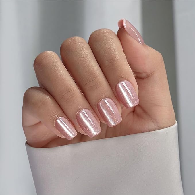 BTArtboxnails XCOATTIPS Cat Eye Press On Nails, Short Square, Bling Baby | Lamp-Curable 4-Week Wear, Salon Quality Value at Home, Natural Nail Look, Easy-to-Apply for Beginners, 150ct Nail Tips Only