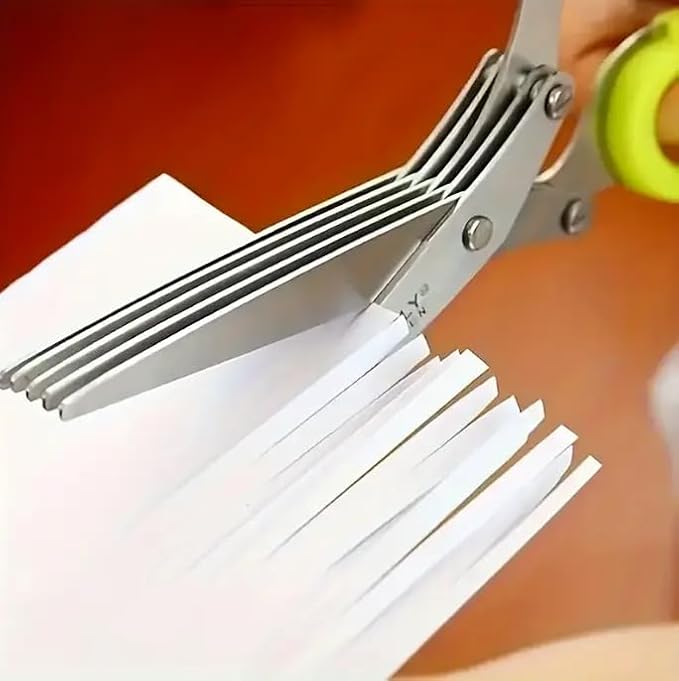 5-Layered Stainless Steel Kitchen Scissors with Protective Cover & Built-in Cleaner Utensils for BBQ & Indoor Use Durable Safe Versatile Onion & Herb Shredder