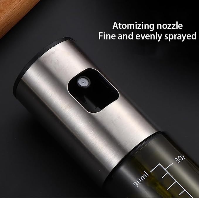 NIKKIER Oil Sprayer for Cooking,100ml Olive Oil Spritzer,Oil Sprayer for Air Fryer, Salad,BBQ,Roasting (Light Blockage)