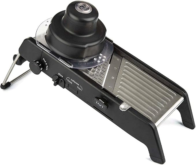 PL8 Professional Mandoline 2.0 - Adjustable Mandoline Slicer with 4 Cutting Thicknesses, Spring-Loaded Hand Guard, Stainless Steel Slicing Ramp, Foldable Non-Skid Feet for Safe, Convenient Food Prep