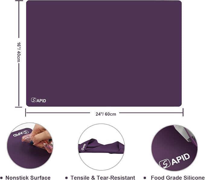 Sapid Large Silicone Sheet for Crafts Silicone Mat for Resin Art Painting | Extra Thick Jewelry Casting Mats, Nonstick Nonslip for Epoxy Resin,Art Painting,Heat-Resistant Counter Mat 15.7"x23.6" Purple