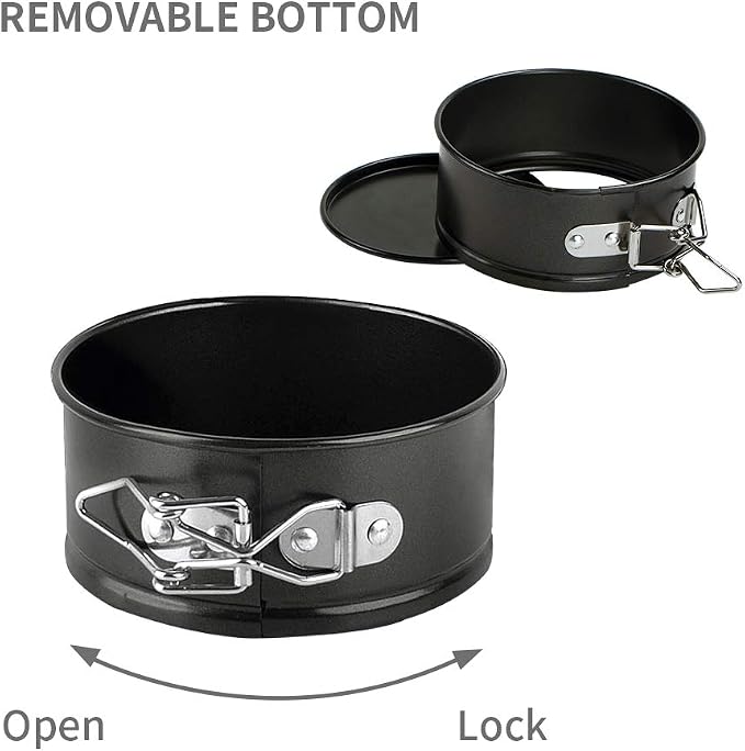 Webake 4.3 Inch Mini Springform Pan Set of 2 Pieces Cheesecake Pans with Removable Bottom Deep Dish Pans Round Cake Molds IP Accessories for Mini Cheesecake, Pizza and Quiche