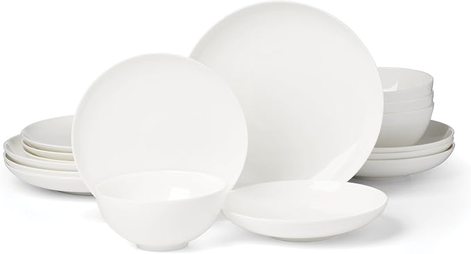 Lenox Studio 1414 Coupe Bone China 16-Piece Dinnerware Set for 4 | dishwasher safe | plates and bowls sets for kitchen and dining | 10.98 inch plate, dish set, dishes, chip resistant