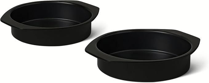 Amazon Basics Nonstick Carbon Steel Round Cake Pans, Dishwasher and Oven-Safe up to 428°F, 9 in., Set of 2