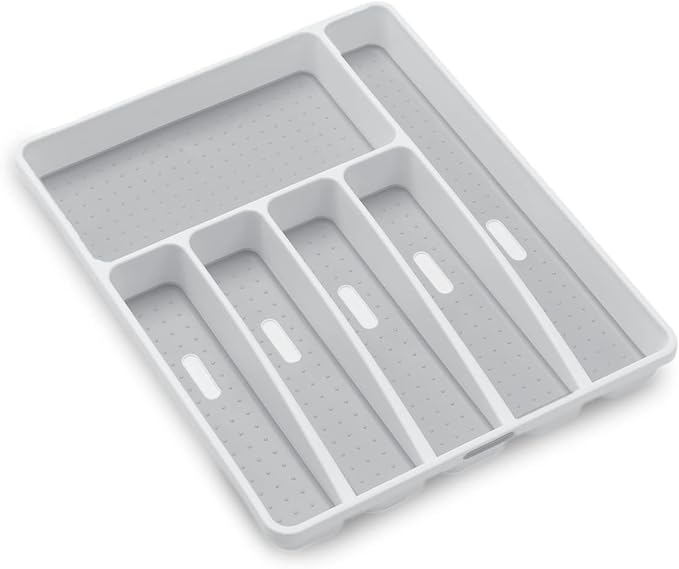 madesmart Classic 6 Compartment Silverware Tray, White