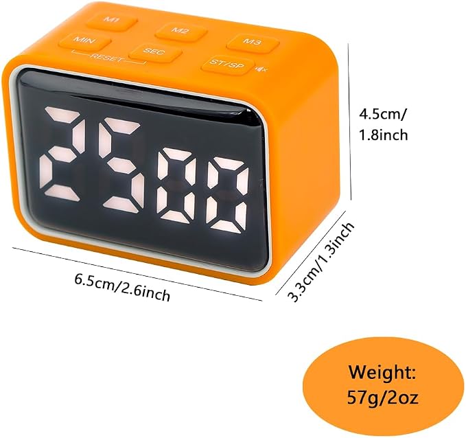 Digital Mini Timer Rechargeable, ON/Off Led Display Count Down/Up, 3 Preset Memory Times Loud Alarm Desk Timer for Kids Classroom Office Kitchen Cooking, Blue