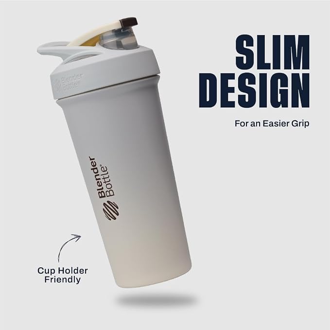 BlenderBottle Sport Sleek Stainless Steel Shaker Bottle 25 oz Grey/Tan