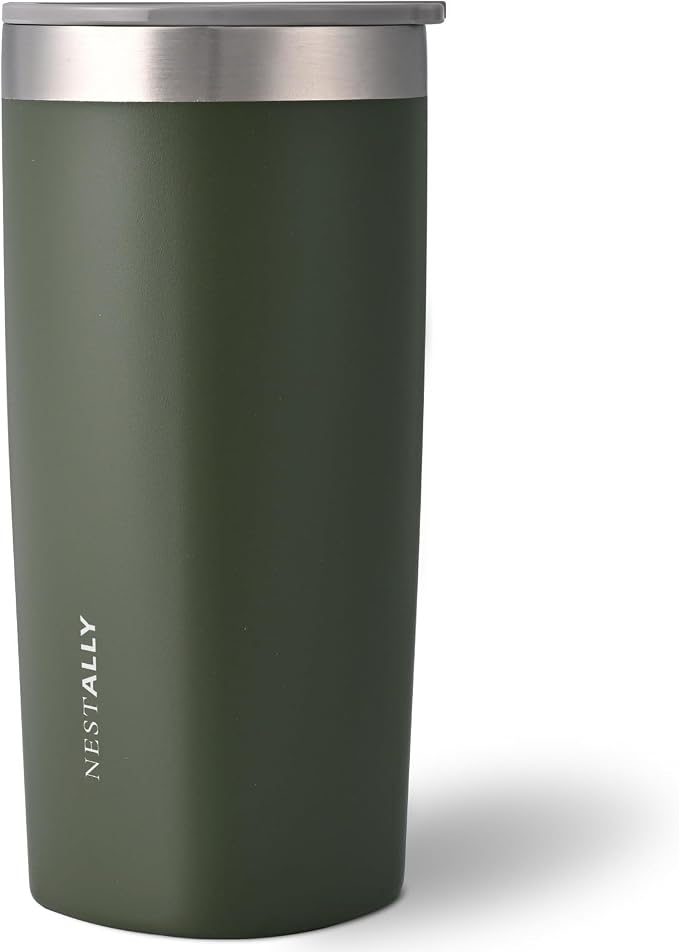 NESTALLY Crafted 20oz Stainless Steel Insulated Tumbler with Lid,OliveGreen | Stainless Steel Double Wall Vacuum, BPA Free,Travel Coffee Mug Keeping Drink Cold & Hot,Gifts for Women Men Her Him