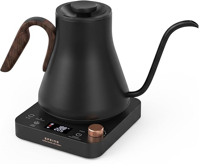 Epeios Gooseneck Electric Kettle With Temp Control,1200W,0.9L,Matte Black | Rapid Heating, Precision Pour-Over for Coffee & Tea,Smart Hot water Boiler, 304 Stainless Steel Interior, Auto Shut-Off
