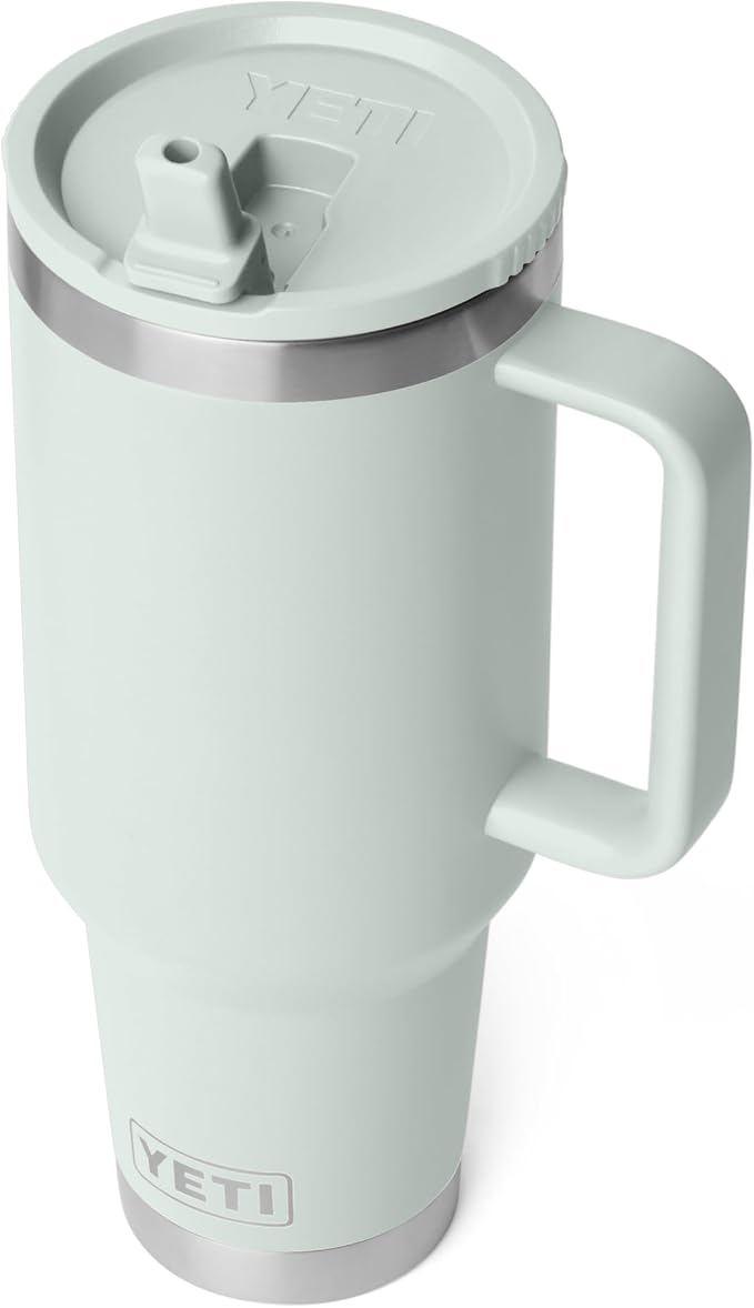 YETI Rambler 40 oz Travel Mug with Flip Straw Lid – Stainless Steel, Vacuum Insulated, Leakproof, Cup Holder Friendly, Ridgeline