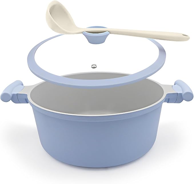 AIKENBBKK 7 Quart Stock Pot with Lid, Non Stick Cooking Pot, Ceramic Soup Pot Nonstick, Induction Cookware for Pasta,Soup,Spaghetti, Stay-Cool Handle, Suitable for All Stoves, PFAS-Free, Blue