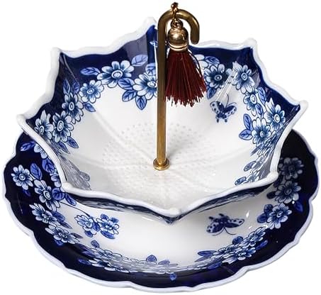 Umbrella Shape Ceramic Tea Strainer - Chinese Blue & White Porcelain Loose Leaf Filter with Rotating Design, Multi-Purpose Tea Infuser for Kung Fu/Coffee/Brewing (Bule)