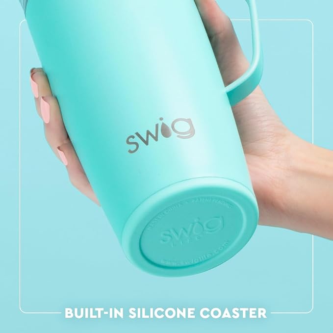 Swig Life 22oz Insulated Travel Mug with Handle & Lid, Busy Bee | Triple Insulated Stainless Steel - Handle & Lid Included - Keeps Coffee Hot or Cold - Cup Holder Friendly