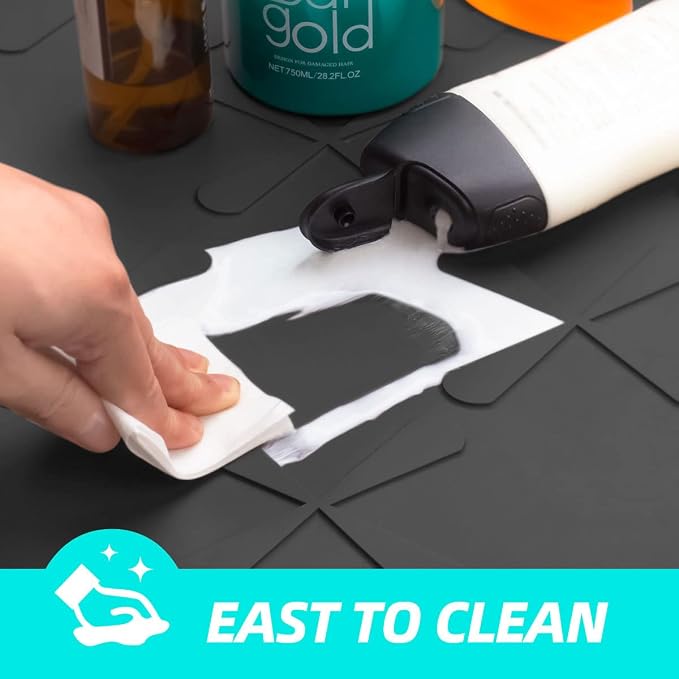 Waterproof Under Sink Mat 19" x 19" Silicone Mat Cabinet Protector | Heavy Duty Kitchen Cabinet Liner, Easy Press Drain, Home Essentials for Pet Feeding, Boots, Bathroom, Organizers & Storage