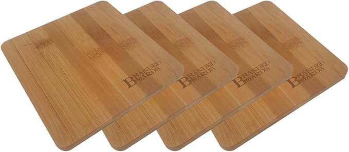 Small Mini All Natural Bamboo Cutting Board, Great for Apartments RV's Home Bar Charcuterie Backpacking Camping Bushcraft Dorm Rooms Picnics & Entertaining (4 Pack)