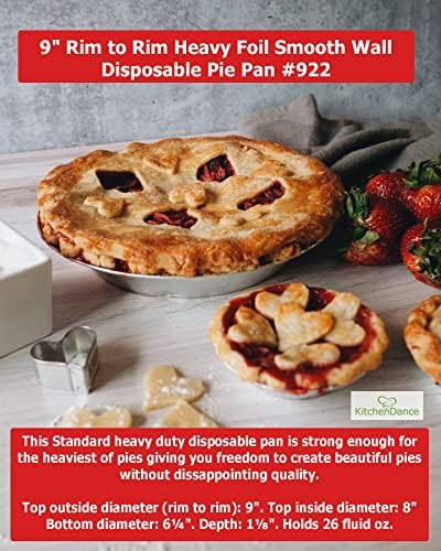 KitchenDance 9 Inch Heavy Duty Aluminum Pie Tins - Oven and Freezer Safe Disposable Pie Pans - Ideal for Restaurants and Bakeries - Reusable and 100% Recyclable Gauge Aluminum - 409 (25, Silver)