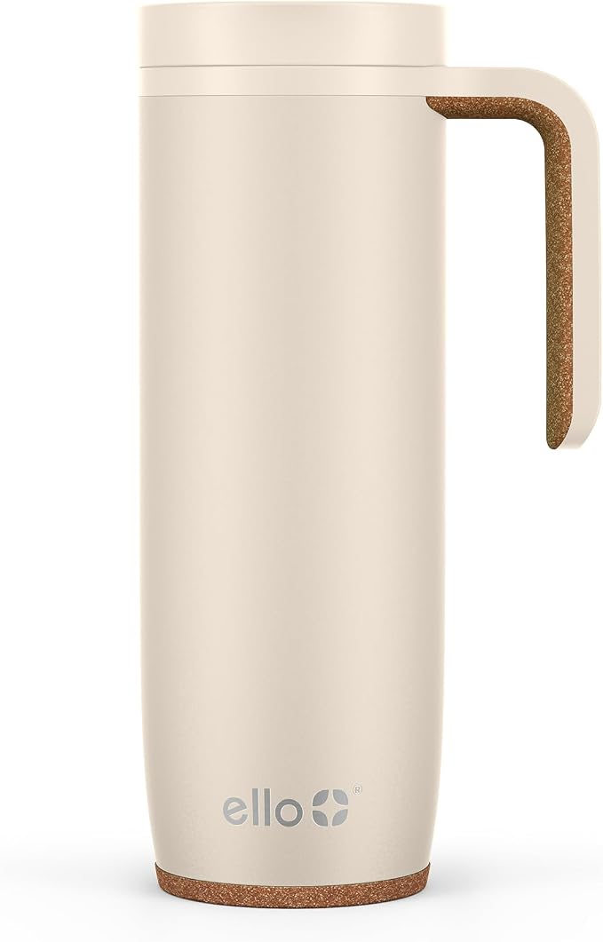 Ello Magnet 18oz Insulated Stainless Steel Travel Mug with Handle, Limestone