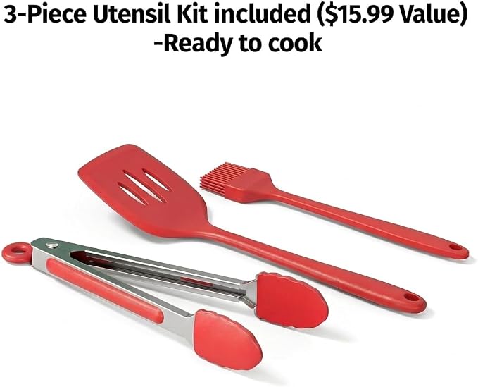 AORAN Indoor Grill Electric Smokeless Set – Nonstick Electric Griddle for Indoor Use, Compact & Versatile Cooking for Steaks, Pancakes & BBQ, Includes Silicone Spatula, Oil Brush & Food Tongs