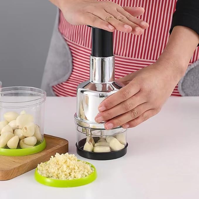 Stainless Steel Garlic Press 3-in-1 Crusher Mincer Chopper Kitchen Tool