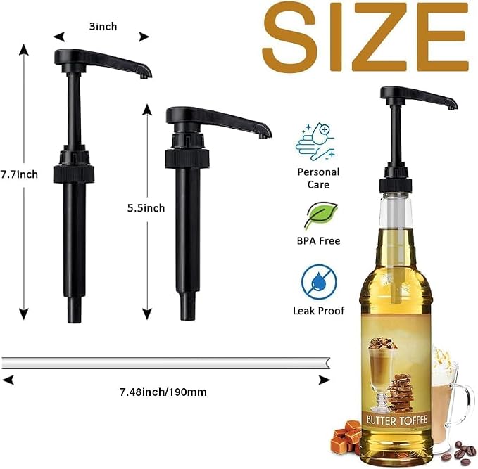 20 Pcs Black Coffee Syrup Pump Compatible with 25.4Oz/750ml Bottles | Syrup Dispenser Pumps, Great for Home & Coffee Bar, Drinking Mixes, Tea, Beverage, Cocktails, Syrup Bottles, Plus Spoons