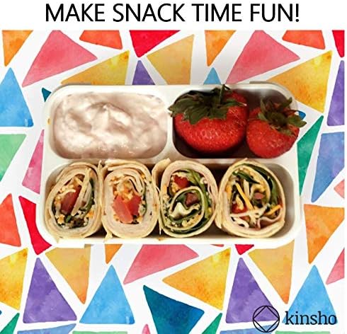kinsho Small Snack Box Container for Kids Toddlers Set of 2 (Purple + Blue) | 3 Compartments, Leak-Proof, Spill Proof, BPA-Free Reusable Small Mini Bento Lunch Box for Daycare School Travel, Holds 2 Cups
