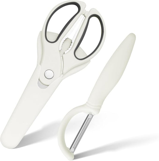 3PCS Kitchen Shears and Peeler Set, Magnetic Scissors with Fruit Peelers | Kitchen Scissors Magnet Sheath Set, Magnetic Holder, Magnet Protector, Strong Magnetic Protective Cover for Kitchen Shears