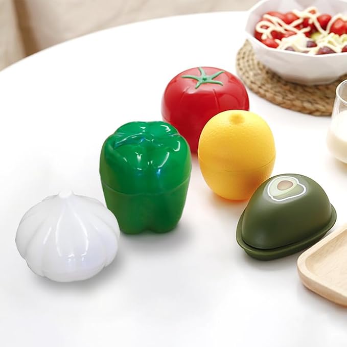 Vegetable and Fruit Storage Containers for Refrigerator, Green Pepper and Lemon Storage, Food Storage Containers with Lids, Pack of 2