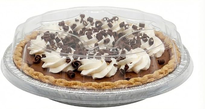 9" Aluminum Foil Pie Pans 1 1/4" Extra Deep with Clear Dome Lids - Made in USA Disposable Tins (Pack of 10 Sets)