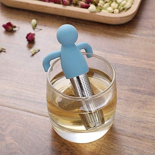 Leden Stainless Steel Tea Infuser for Loose Leaf Tea, Extra Fine Mesh Blue | Stainless Steel Fun Person-shaped Design Tea Strainer Filter with Silicone Handle for Loose Tea Ball for Cup Mug