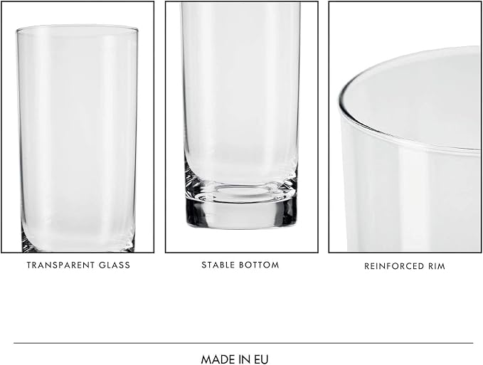 Krosno Water Glasses Set of 6, 11.8 oz, Blended Collection | Drinking Glasses, Lead-Free Crystal Glassware, Juice Glasses, Highball Glass Set, Dishwasher Safe, Made in Europe