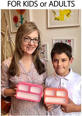 kinsho Small Snack Box Container for Kids Toddlers, Set of 2 (Pink + Coral) | 3 Compartments, Leak-Proof, Spill Proof, BPA-Free Reusable Small Mini Bento Lunch Box for Daycare School Travel, Holds 2 Cups
