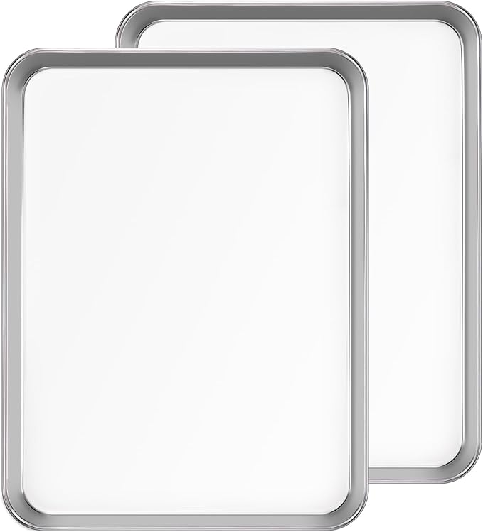 Baking Sheet Set of 2PCS, 18 inch Commercial Grade Stainless Steel Baking Pan, Professional Bakeware Oven Tray, Healthy & Non-toxic, Rust Free & Mirror Finish, Easy Clean & Dishwasher Safe