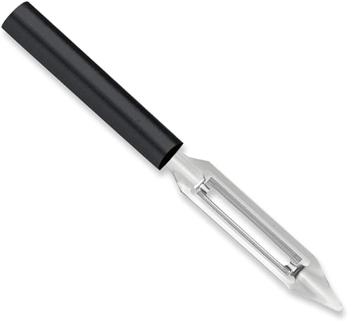 Rada Cutlery Vegetable Peeler (W232), Black Handle, Pack of 2 | 1.75" Stainless Steel Swiveling Blade, Black Resin Handle